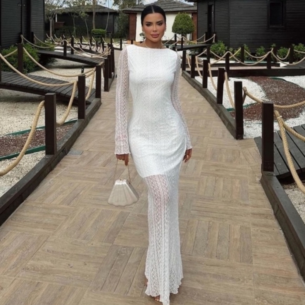 Zara  LACE MAXI MIDI DRESS WHITE SIZE S and M